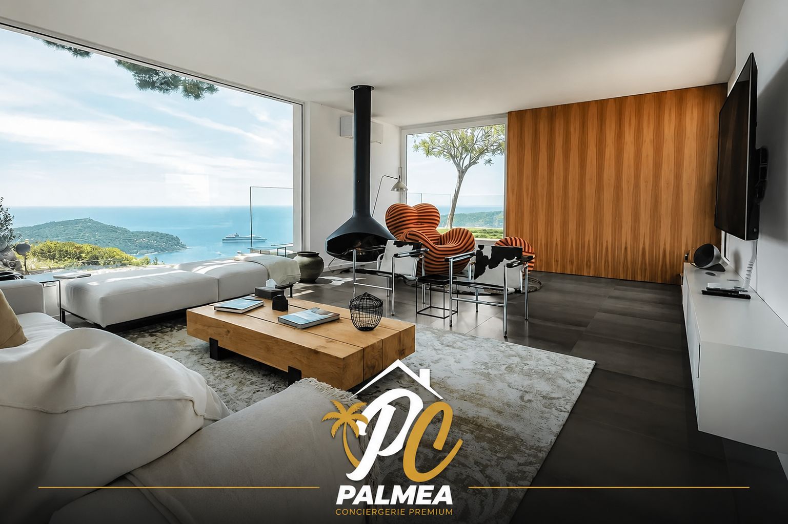 Palmea Conciergerie Premium — vue mer et intérieur haut de gamme dans le Var